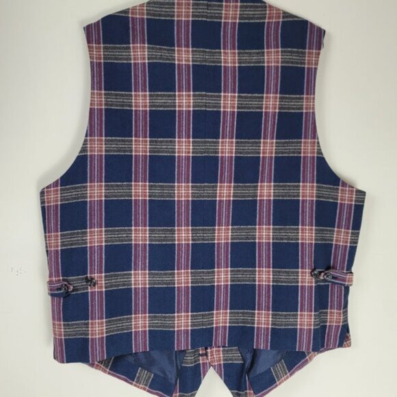 Allen Edmonds Plaid Wool Vest Size 42L Classic Preppy Tweed Vintage Style - Picture 6 of 11